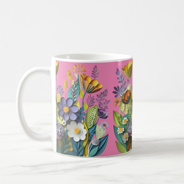 Caneca De Café Padrão de Flores Selvagens (Esquerda)