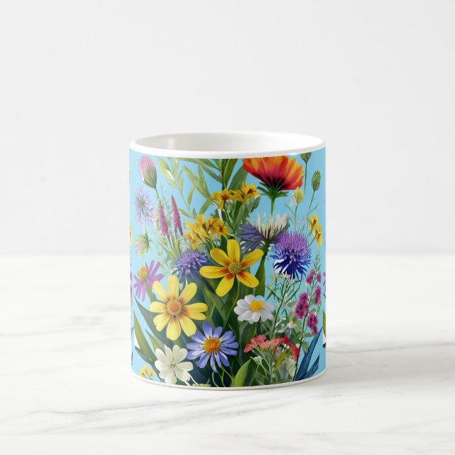 Caneca De Café Padrão de Flores Selvagens (Centro)