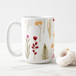 Caneca De Café Padrão de Flores Silvestres Botânicas