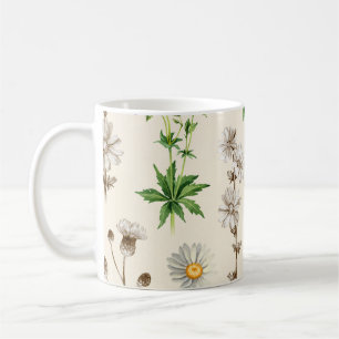 Caneca De Café Padrão de flores silvestres de aquarela.