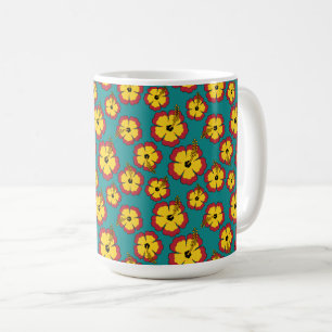 Caneca De Café Padrão de Flores Tropicais do Hibiscus Vermelho Am