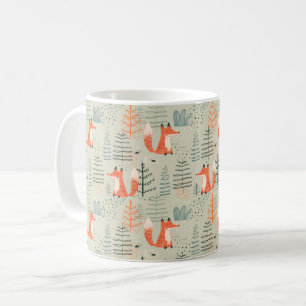 Caneca De Café Padrão de Floresta Florestal de Raposa-de-Corte