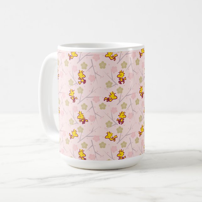 Caneca De Café Padrão de Florestal Rosa de Cereja (Frente Esquerda)