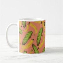 Padrão de Folha de Banana de Coral Tropical