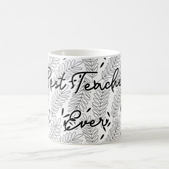 Caneca De Café Padrão de Folha Melhor Professora Nunca (Centro)