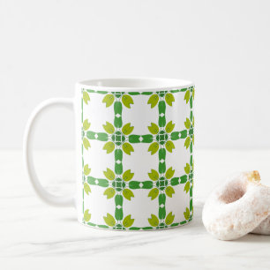 Caneca De Café Padrão De Folha, Padrão De Folhas, Folhas Verdes