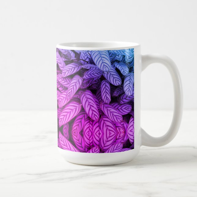 Caneca De Café Padrão de Folha Preto e Branco  (Direita)