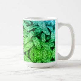 Caneca De Café Padrão de Folha Preto e Branco