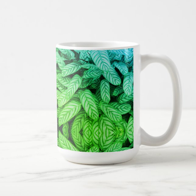 Caneca De Café Padrão de Folha Preto e Branco  (Direita)