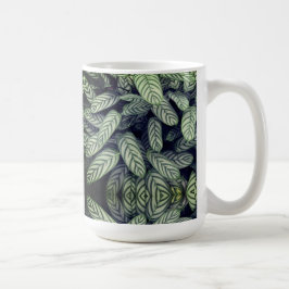 Caneca De Café Padrão de Folha Preto e Branco