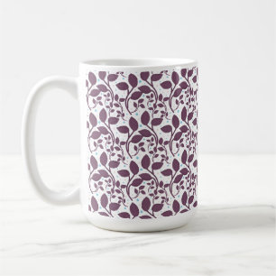 Caneca De Café Padrão de Folha Roxa Escura, Impressão Botânica El