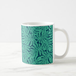 Caneca De Café Padrão de Folha Tropical de Monstera
