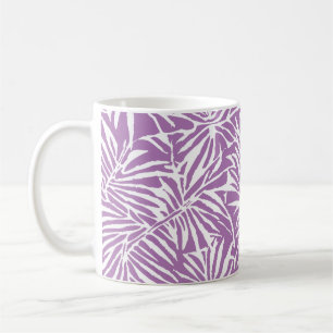 Caneca De Café Padrão de Folha Tropical Roxo Claro Repetitivo