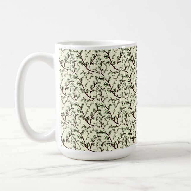 Caneca De Café Padrão de Folhas da Floresta Sem Costura Botânico  (Esquerda)