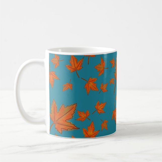 Caneca De Café Padrão de Folhas de Bordo (Esquerda)