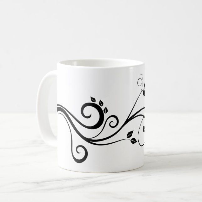 Caneca De Café Padrão de Folhas de Galhos de Planta Trepadeira |  (Frente Esquerda)