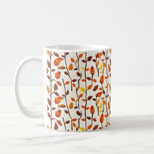 Caneca De Café Padrão de Folhas de Luz (Esquerda)
