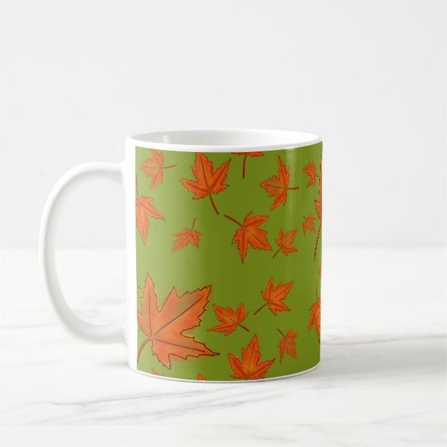 Caneca De Café Padrão de Folhas de Maple (Esquerda)