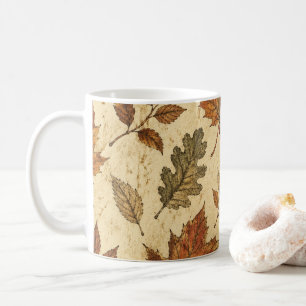 Caneca De Café Padrão de Folhas de Outono – Botânica Outonal Vint
