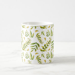 Caneca De Café Padrão de Folhas de Plantas Verdes