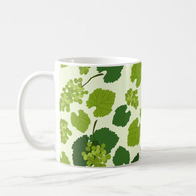 Caneca De Café Padrão de Folhas de Uvas e Uvas (Esquerda)