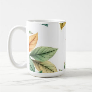 Caneca De Café Padrão de folhas decorativas em aquarela
