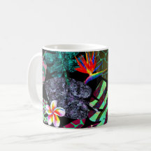 Padrão de Folhas e Flores Tropicais Vibrantes