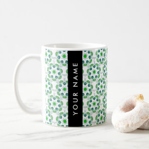 Caneca De Café Padrão de Folhas, Folhas Verdes, Seu Nome