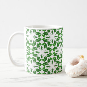 Caneca De Café Padrão de Folhas, Padrão de Folhagens, Folhas Verd