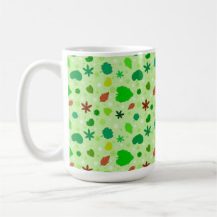 Caneca De Café Padrão de Folhas Vibrante Design Botânico da Natur