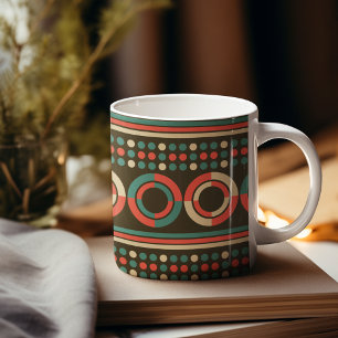 Caneca De Café Padrão de Forma Geométrica de Cor da Vintagem
