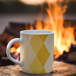 Caneca De Café Padrão de Forma Rhombus de Sombra Amarela