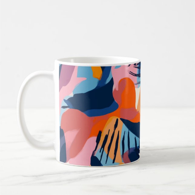 Caneca De Café Padrão de Formas Abstratas Modernas Vibrantes (Esquerda)