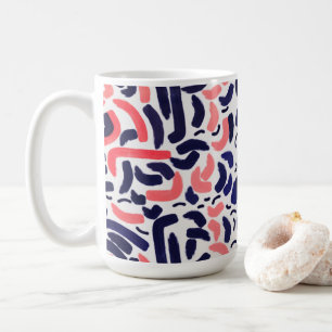 Caneca De Café Padrão de Formas de Azul Artístico e Acrílico Lara