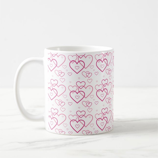 Caneca De Café Padrão de Formas de Coração Rosa (Esquerda)