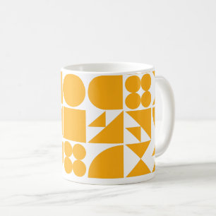 Caneca De Café Padrão de Formas Geométricas Modernas Amarelo-na