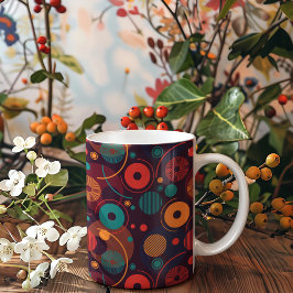 Caneca De Café Padrão de Formas Geométricas Multicolores