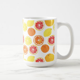 Caneca De Café Padrão de Fruta de Citrus de Aquarela