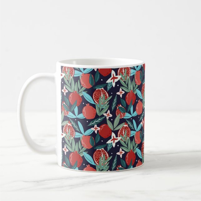 Caneca De Café Padrão de Fruta de romã sem costura (Esquerda)