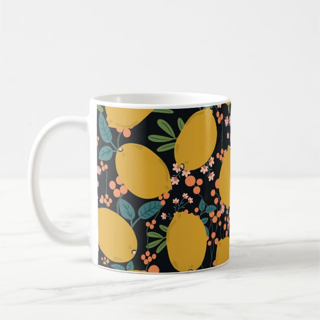 Caneca De Café Padrão de fruta tropical de verão sem problemas. C (Esquerda)