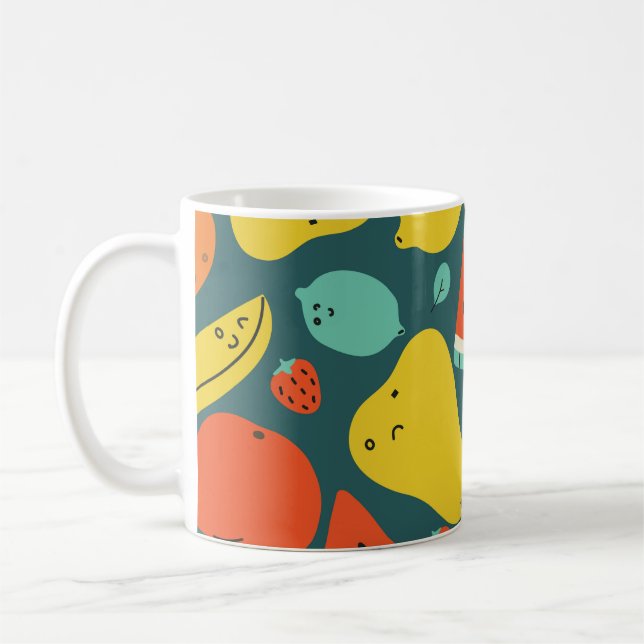 Caneca De Café Padrão de Fruta tropical desenhada à mão (Esquerda)
