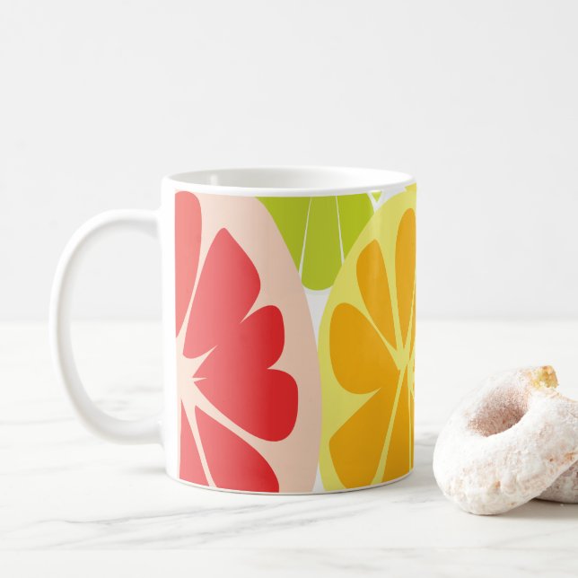 Caneca De Café Padrão de Frutas Cítricas (Com Donut)