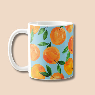 Caneca De Café Padrão de frutas cítricas de verão laranja