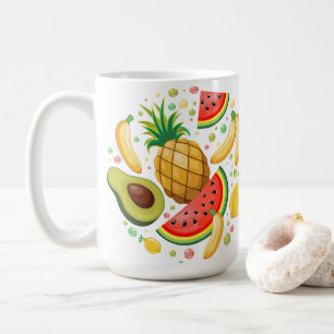 Caneca De Café Padrão de Frutas de Verão Fresco