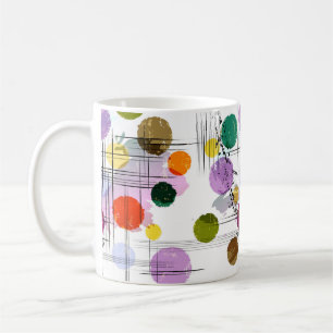 Caneca De Café padrão de fundo abstrato, com círculos, linhas,
