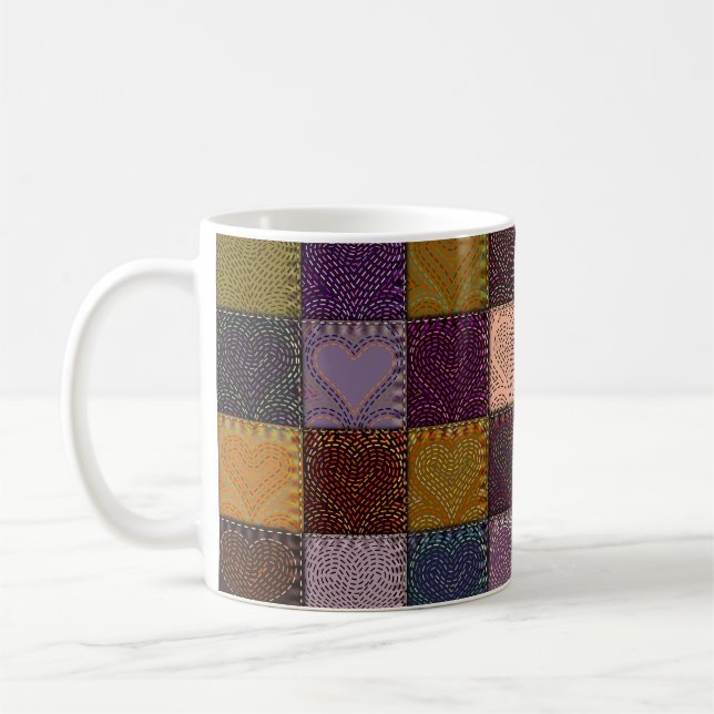 Caneca De Café Padrão de fundo sem costura. O Patchwork comigo (Esquerda)