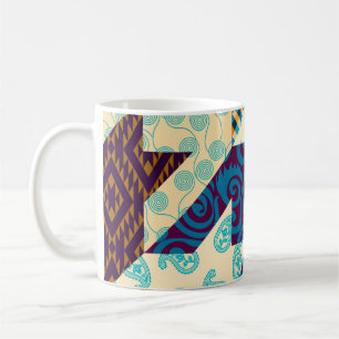 Caneca De Café Padrão de fundo sem costura. Padrão de patch. Vi