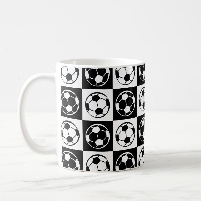 Caneca De Café Padrão de Futebol / Bola de Futebol de Xadrez  (Esquerda)