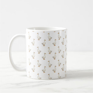 Caneca De Café Padrão de Ganso Branco Fofo