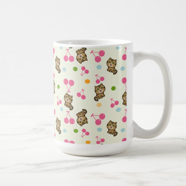 Caneca De Café Padrão de gatinhos e cerejas (Direita)